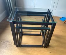 Nest of cast iron & glass tables