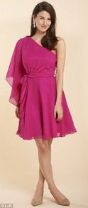 Jenny Packham fuchsia one shoulder chiffon dress size 10