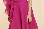 Jenny Packham fuchsia one shoulder chiffon dress size 10