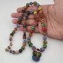 Vintage Venetian Style MultiColor Mix Glass With old Face Glass Pendant Necklace Image 9
