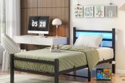 3ft Single Bed Frame with Headboard &amp; LED Lights