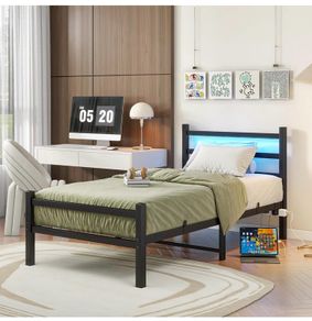 3ft Single Bed Frame with Headboard & LED Lights