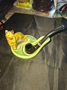Beautiful Old Wade Ceramic Pipe Stand with a German Shepherd dog figurine Pipe Included, Postage Available