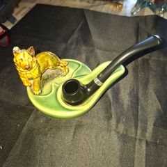 Beautiful Old Wade Ceramic Pipe Stand with a German Shepherd dog figurine Pipe Included, Postage Available