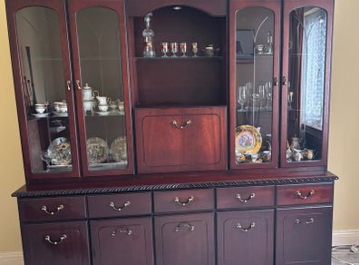 Glass Display Dark Wood Cabinet