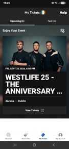 Westlife Standing 25th September