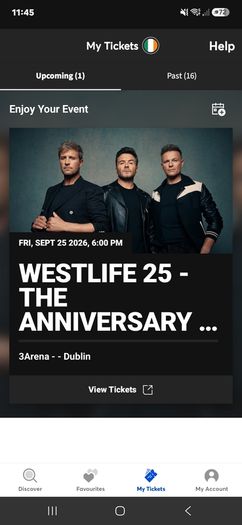 Westlife Standing 25th September