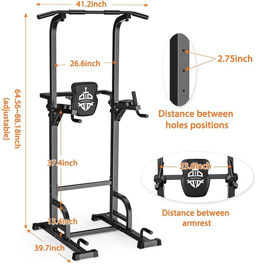 _Power Tower Dip Station Pull Up Bar for Home Gym Strength Training Equipment Load capacity up to 200 kg.