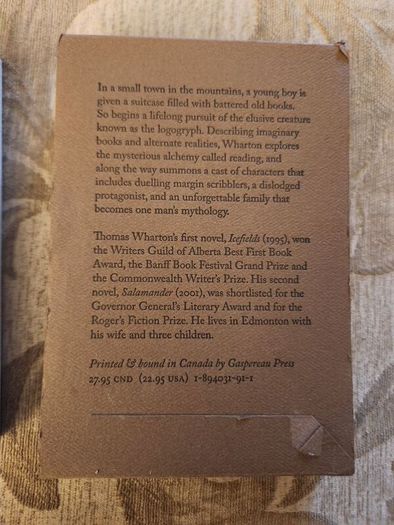 The Logogryph. By Thomas Wharton. First Edition Complete With Presentation Sleeve Paperback In Very Good Condition. 37