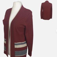 Blarney red stripe ladies cardigan size L Uk 14  includes Postage
