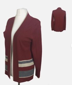 Blarney red stripe ladies cardigan size L Uk 14  includes Postage