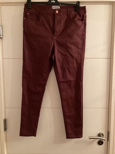 Burgundy faux leather pants