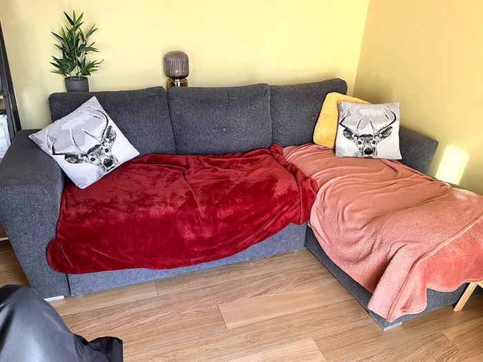 Sofa Bed Couch L shape Dark Grey