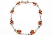 Vintage 925 Sterling Silver &amp; Natural Baltic Amber Minimalist Bracelet