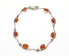 Vintage 925 Sterling Silver & Natural Baltic Amber Minimalist Bracelet