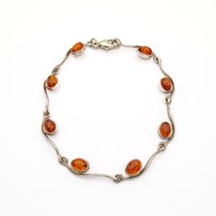 Vintage 925 Sterling Silver & Natural Baltic Amber Minimalist Bracelet