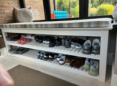 Large Custom-Made Shoe Storage Bench