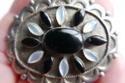 Antique Sterling Silver 925 Hallmarked Gem Set Brooch 2 inches Safety catch 15,3g