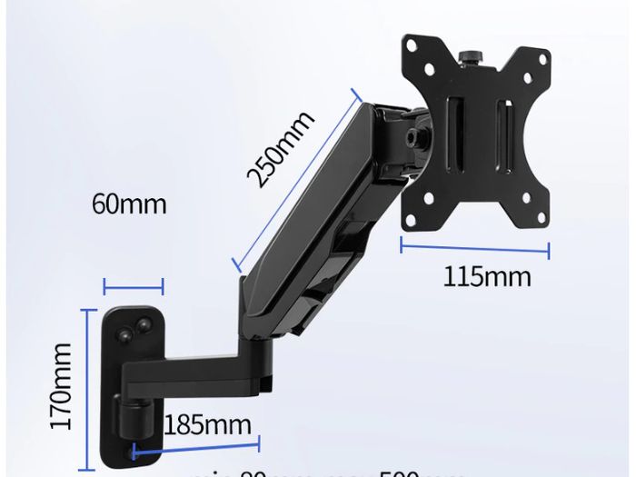 BRAND NEW Spring Air Pressure Arm Adjustable Wall Mouning Monitor Bracket For 17-45 inch LCD LED Screen Loading 2-12kg TV Support