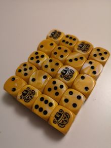 Dice - 20 Yellow dice with graphic