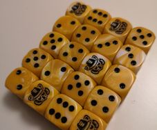 Dice - 20 Yellow dice with graphic