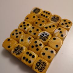 Dice - 20 Yellow dice with graphic