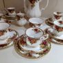 21 piece Coffee Set With Medium Coffee Pot Royal Albert Old Country Roses  For 6 Person Setting, Bone China Image 3