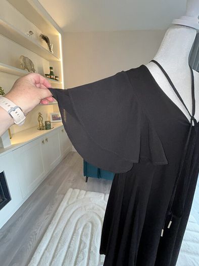 Ladies Midi Black Chiffon Dress with Flutter Sleeves from Boohoo