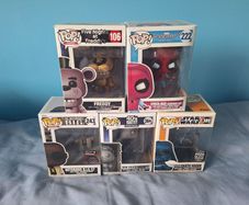 Funko Pops Marvel, Star Wars, Five Nights at Freddys FNAF