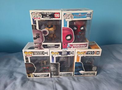 Funko Pops Marvel, Star Wars, Five Nights at Freddys FNAF
