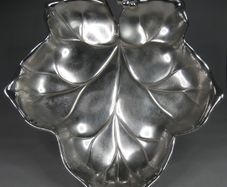 Vintage WMF Silver Plated Grape Vine Leaf Dish, Germany, 9.5 inches Footed Serving Bowl