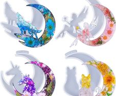 Crescents Mould, Epoxy Resin Molds, Silicone Epoxy Molds, Moon Wolf, Moon Cat, Moon Fairy, Moon Unicorn Mold (FREE POSTAGE)