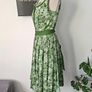 Vintage 1950s 1960s green floral cotton tea dress handmade feminine summer S 8 10 Image 3