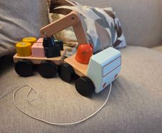 Wooden crane toy