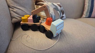 Wooden crane toy