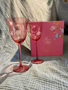 Pink Wine Glasses Pair - Rosa Belle