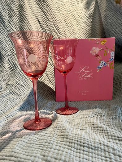 Pink Wine Glasses Pair - Rosa Belle
