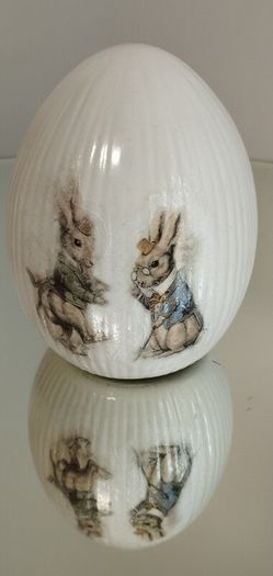 Handmade Beautiful Bunnies egg, candle and jar