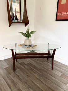 Vintage Retro Mid Century Teak & Glass Coffee Table