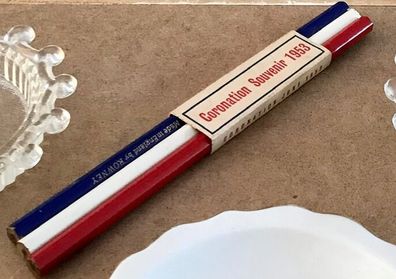 Vintage set of three Queen Elizabeth II souvenir pencils