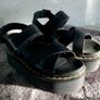 Dr Martens / Docs Size 5, Voss 11 Quad Athena Leather Strap Platform Sandals in Black Image 2