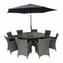 Sicily 8 Seater Rattan garden furniture set with Parasol and tempered glass top Image 2