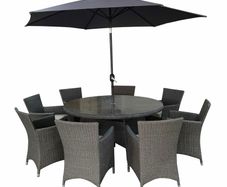 Sicily 8 Seater Rattan Set with Parasol