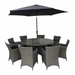 Sicily 8 Seater Rattan Set with Parasol