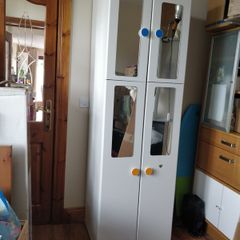 Wardrobe with 4 doors, white, with 1 clothes rail, 3 shelves