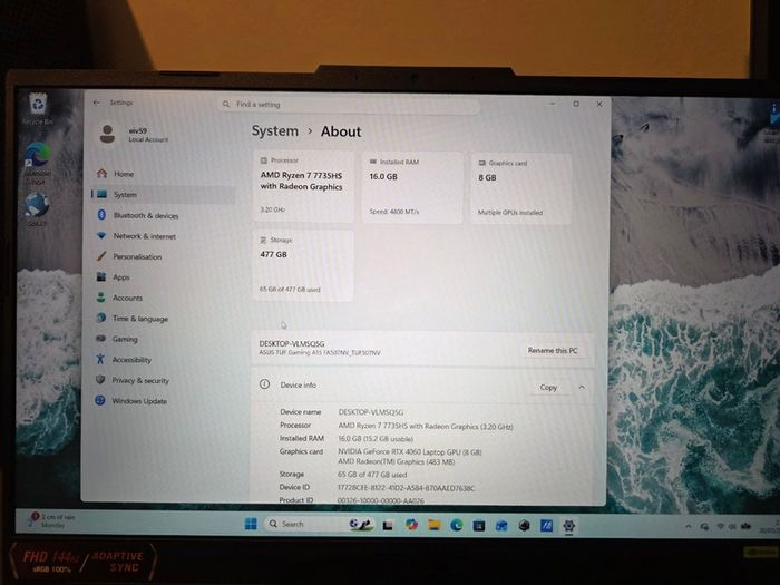 Dell G15 5515 Gaming Laptop - Ryzen 7 5800H, RTX 3060 130W, 16GB RAM, 512GB SSD, 120Hz Display