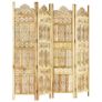 Hand carved 4-Panel Room Divider 160x165 cm Solid Mango Wood Image 9