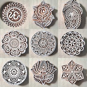 Beautiful Wooden Handmade Printing Block Stamp Block Decorative Textiles Crafts Tattoo 5cm