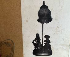 lamp metal girl/boy under glass shade. Brand new