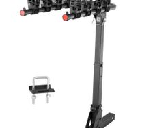 Hitch Mount Bike Rack, 4-Bike Carrier Rack, 150 LBS Capacity Bike Rack Hitch for 2-inch Receiver, Titling and Folding Bike Carrier with No-Wobble U Bolt and Strap, for Car, SUV, Truck, RV